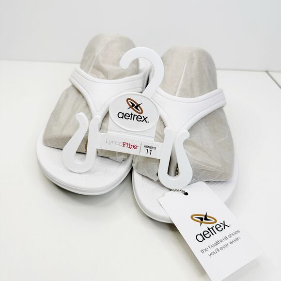 Aetrex Fiji Orthotic Flip Flops White Women 11M Shock Absorbent - Picture 8 of 9